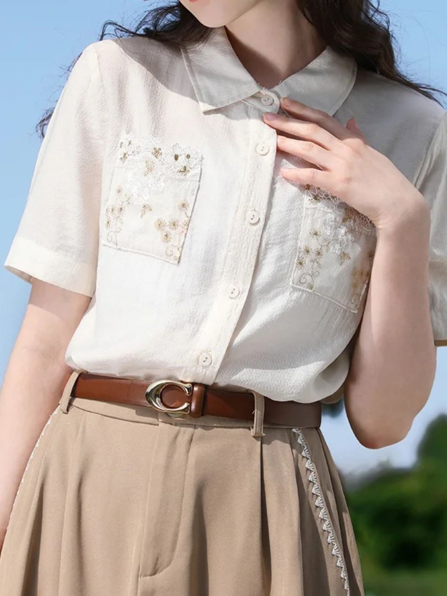 Embroidered Blouse with Floral Design