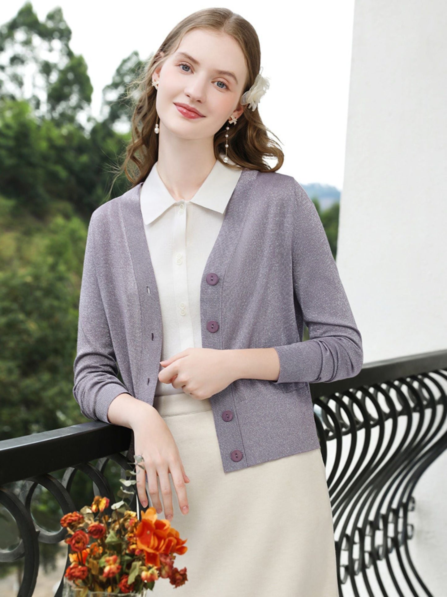 French-Inspired Lightweight Knit Cardigan
