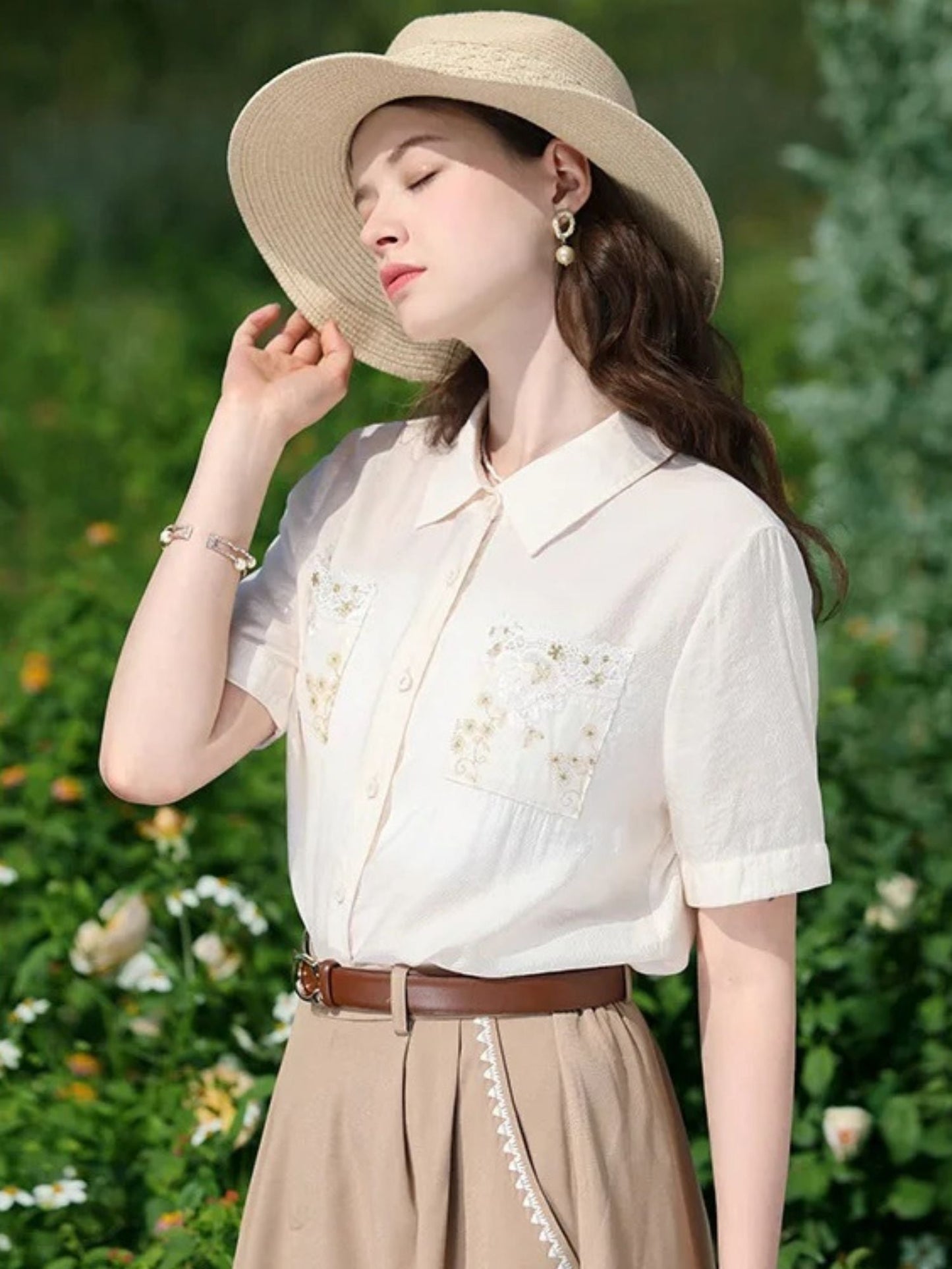 Embroidered Blouse with Floral Design