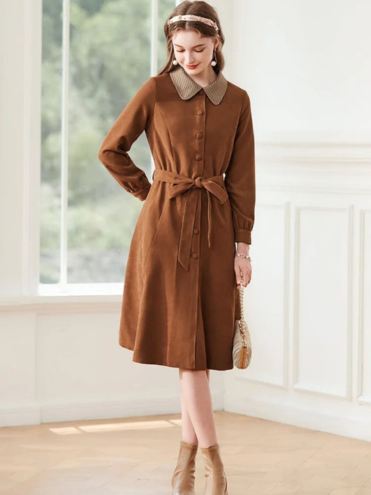 Dress with Collar and Tie Waist