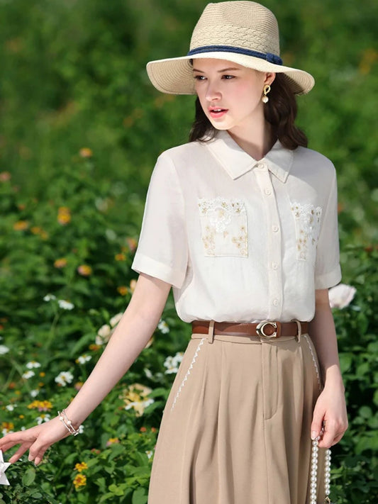 Embroidered Blouse with Floral Design