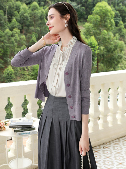 French-Inspired Lightweight Knit Cardigan