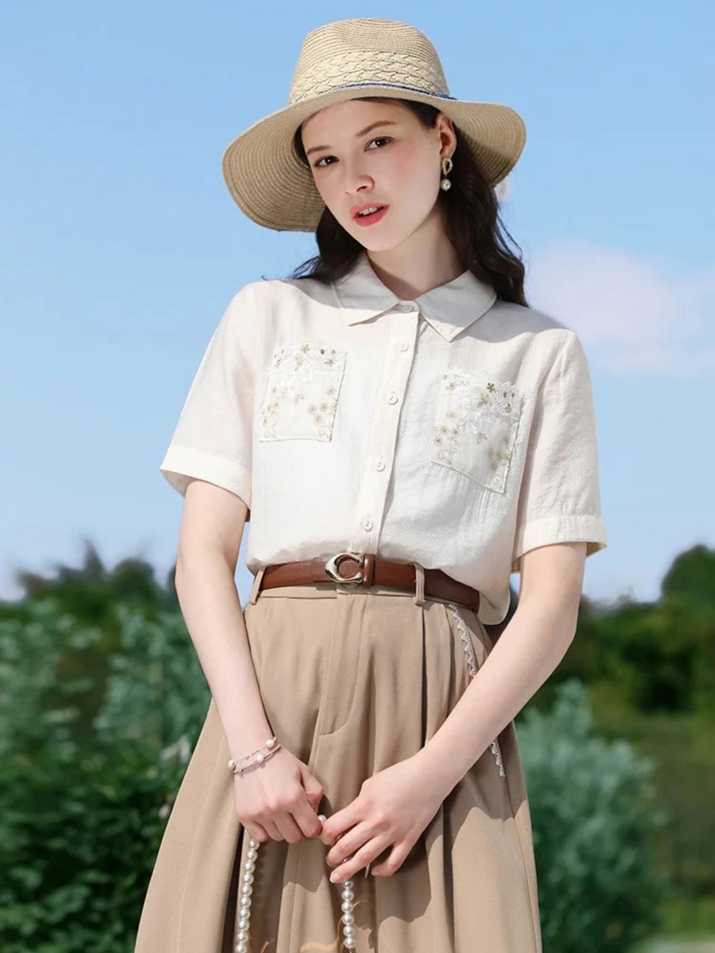 Embroidered Blouse with Floral Design