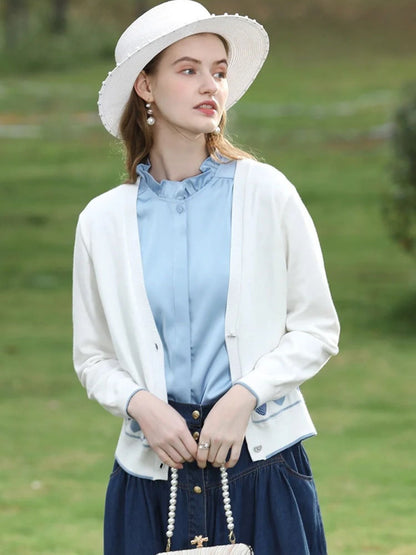 Sleeveless Blouse with Ruffled Collar