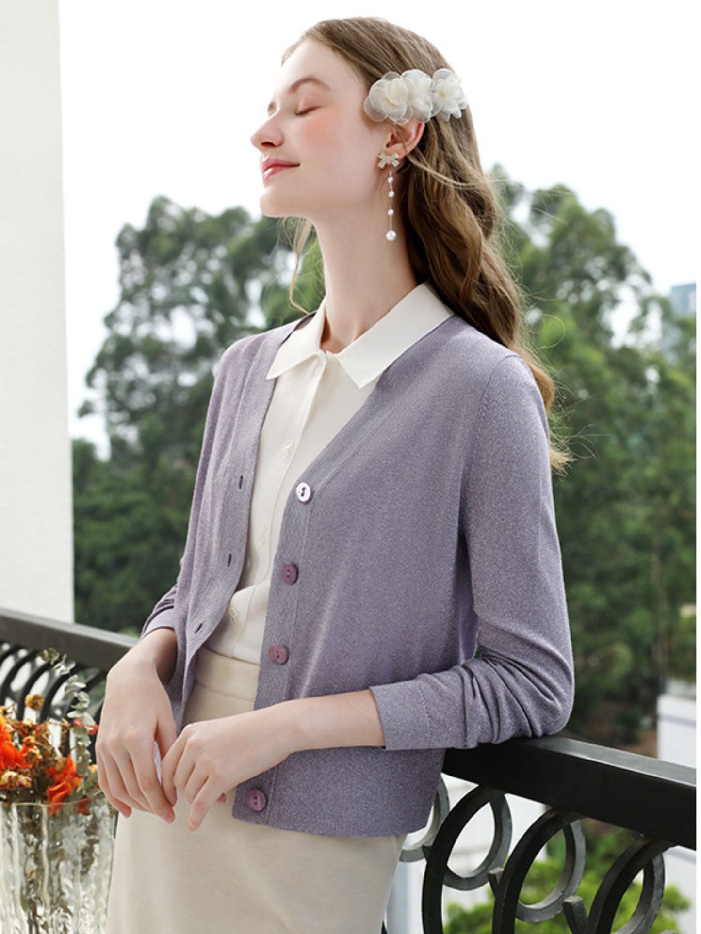 French-Inspired Lightweight Knit Cardigan