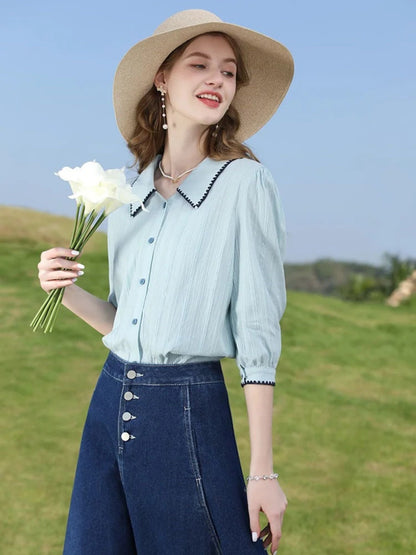 Vintage High-Waisted Denim Midi Skirt