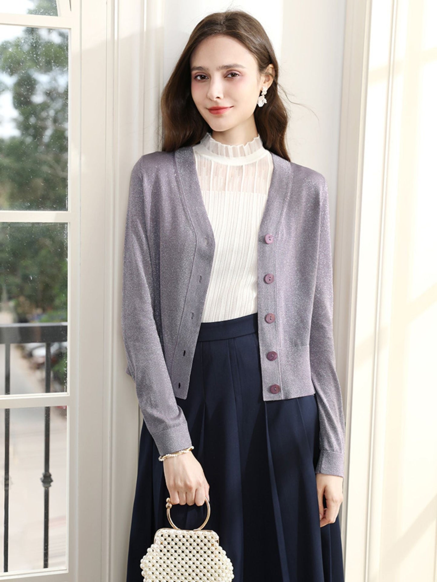 French-Inspired Lightweight Knit Cardigan