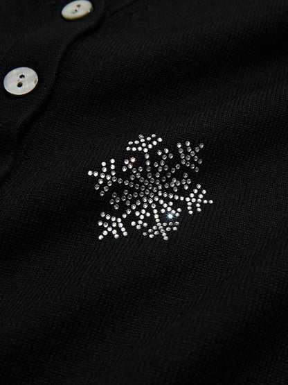 V-Neck Cardigan with Snowflake Embellishments