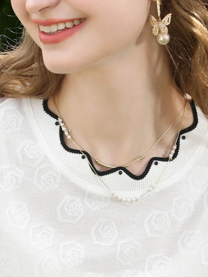 Embroidered Lace Blouse with Short Sleeves