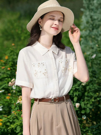 Embroidered Blouse with Floral Design