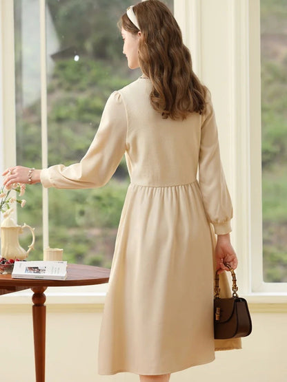 Embroidered Knit Sweater Dress