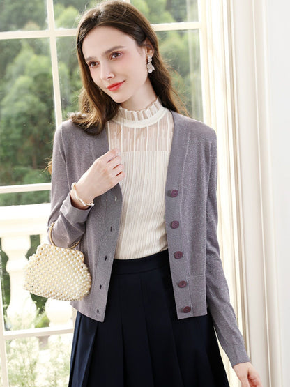 French-Inspired Lightweight Knit Cardigan